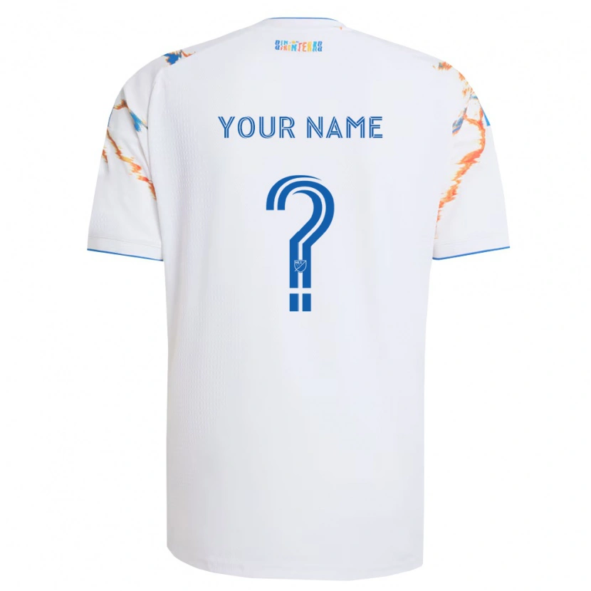 Danxen Barn Ditt Namn #0 Vit Orange Blå Bortatröja Matchtröjor 2026/27 Tröjor T-Tröja