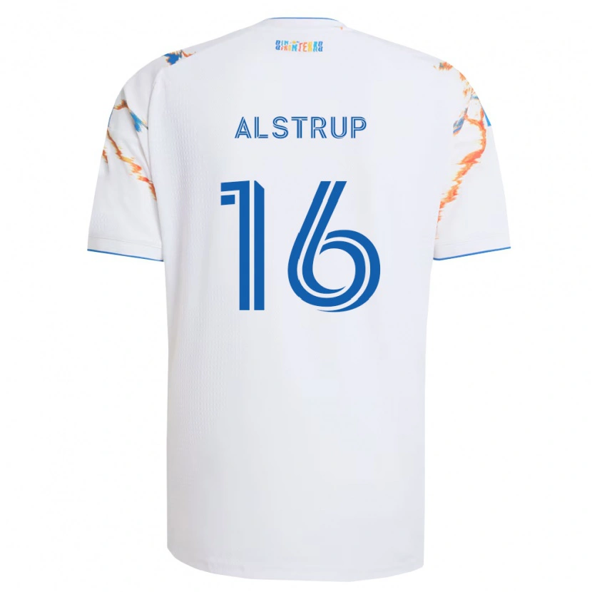 Danxen Barn Marcus Alstrup #16 Vit Orange Blå Bortatröja Matchtröjor 2026/27 Tröjor T-Tröja