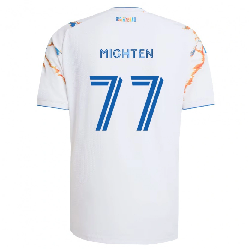 Danxen Barn Alex Mighten #77 Vit Orange Blå Bortatröja Matchtröjor 2026/27 Tröjor T-Tröja