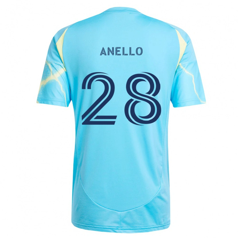 Danxen Barn Agustín Anello #28 Ljusblå Svart Ljusgul Bortatröja Matchtröjor 2026/27 Tröjor T-Tröja