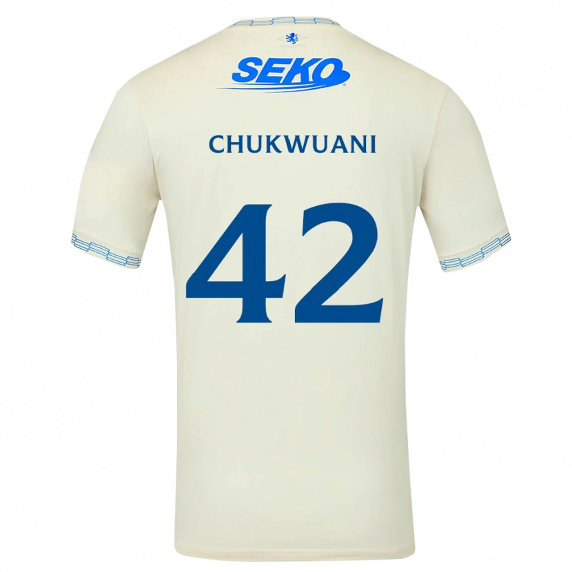Danxen Barn Tochi Chukwuani #42 Djup Himmelsblå Vit Bortatröja Matchtröjor 2026/27 Tröjor T-Tröja
