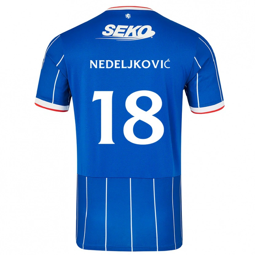 Danxen Barn Kosta Nedeljkovic #18 Röd Blå Vit Hemmatröja Matchtröjor 2026/27 Tröjor T-Tröja