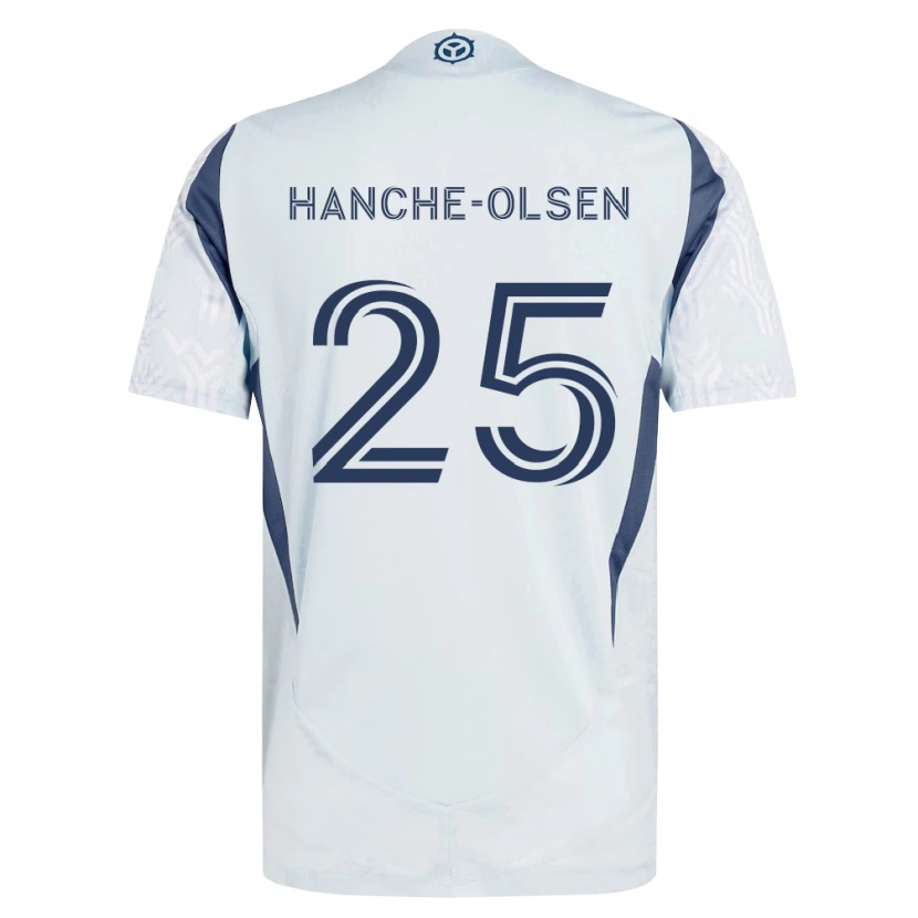Danxen Barn Andreas Hanche-Olsen #25 Blågrå Vit Bortatröja Matchtröjor 2026/27 Tröjor T-Tröja