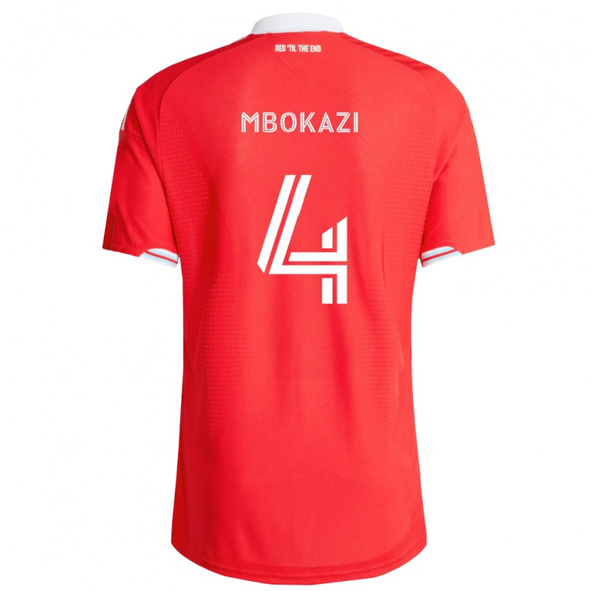 Danxen Män Mbekezeli Mbokazi #4 Röd Mörkblå Vit Hemmatröja Matchtröjor 2026/27 Tröjor T-Tröja
