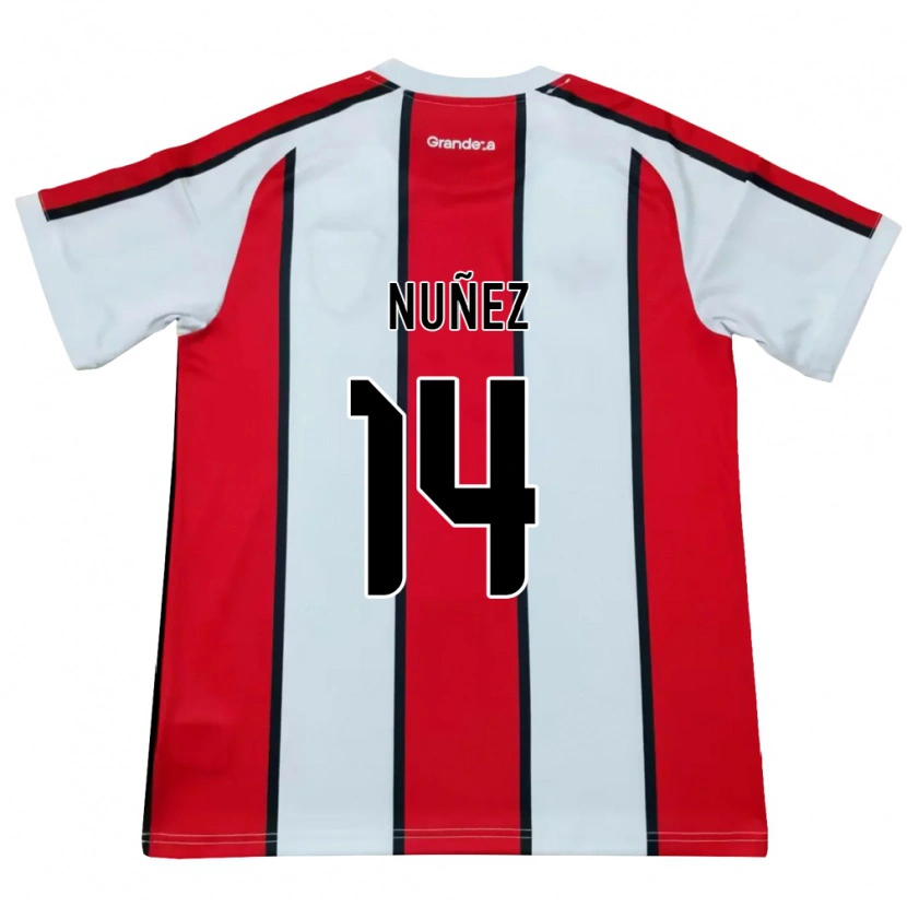 Danxen Män Elias Nuñez #14 Vit Röd Svart Bortatröja Matchtröjor 2026/27 Tröjor T-Tröja