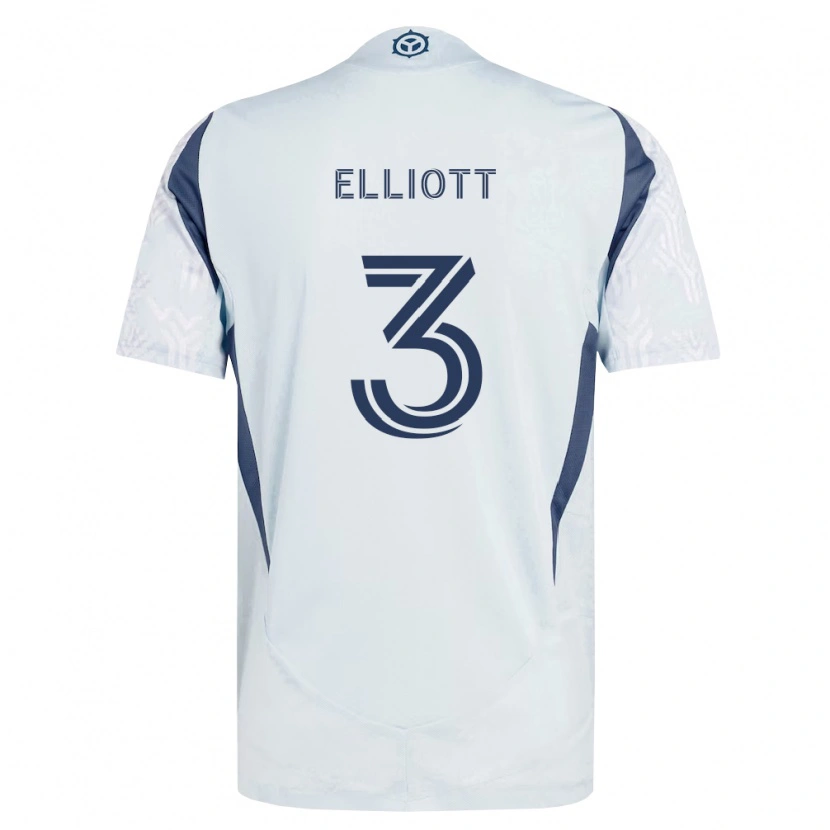 Danxen Män Jack Elliott #3 Blågrå Vit Bortatröja Matchtröjor 2026/27 Tröjor T-Tröja