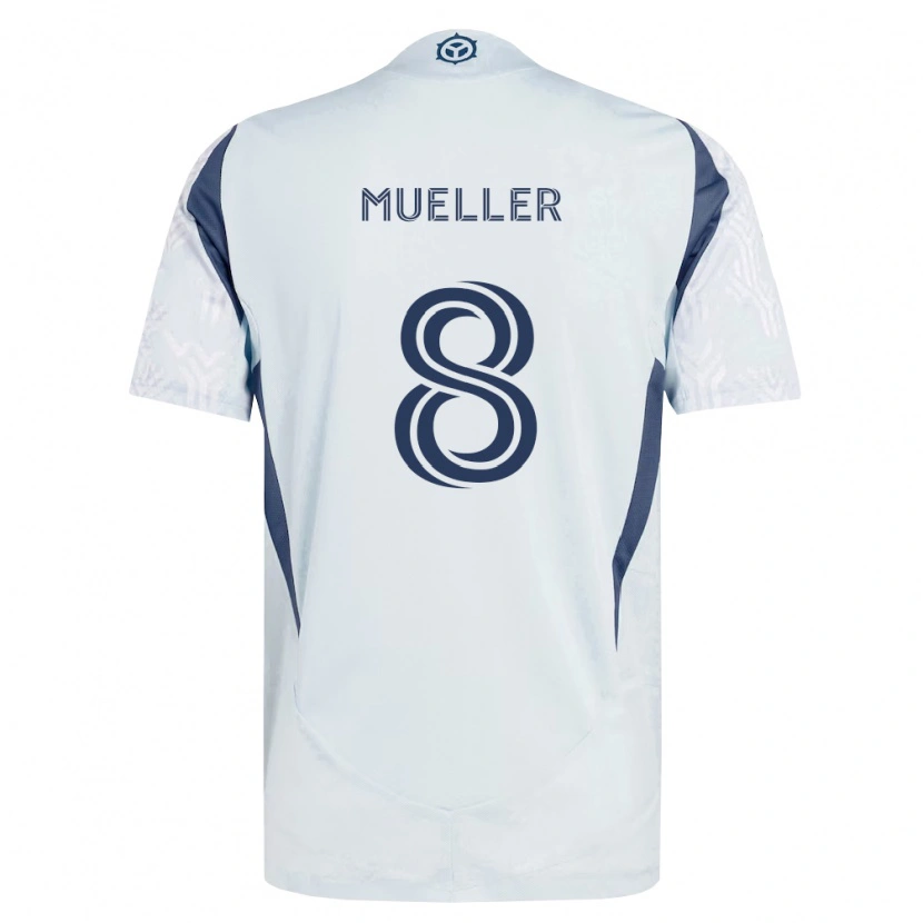 Danxen Män Chris Mueller #8 Blågrå Vit Bortatröja Matchtröjor 2026/27 Tröjor T-Tröja