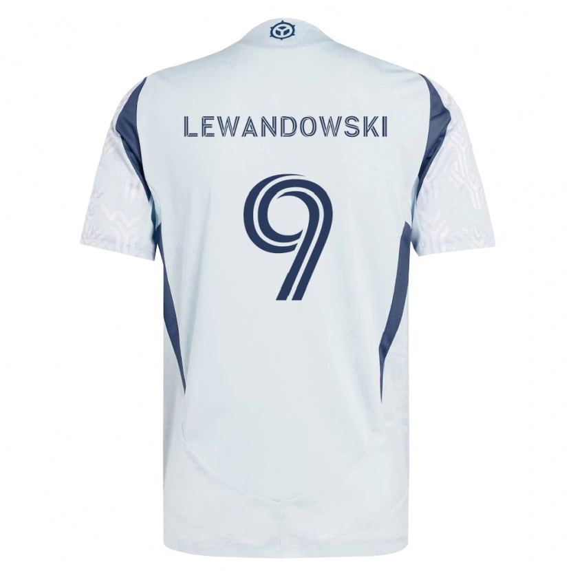 Danxen Män Robert Lewandowski #9 Blågrå Vit Bortatröja Matchtröjor 2026/27 Tröjor T-Tröja