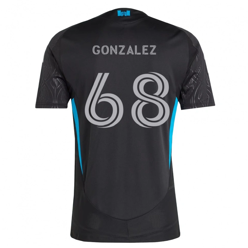 Danxen Män Carlos Gonzalez #68 Svart Vit Himmelsblå Bortatröja Matchtröjor 2026/27 Tröjor T-Tröja