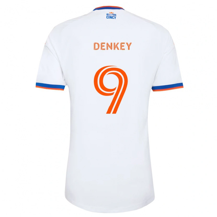 Danxen Män Kévin Denkey #9 Vit Marinblå Orange Bortatröja Matchtröjor 2026/27 Tröjor T-Tröja