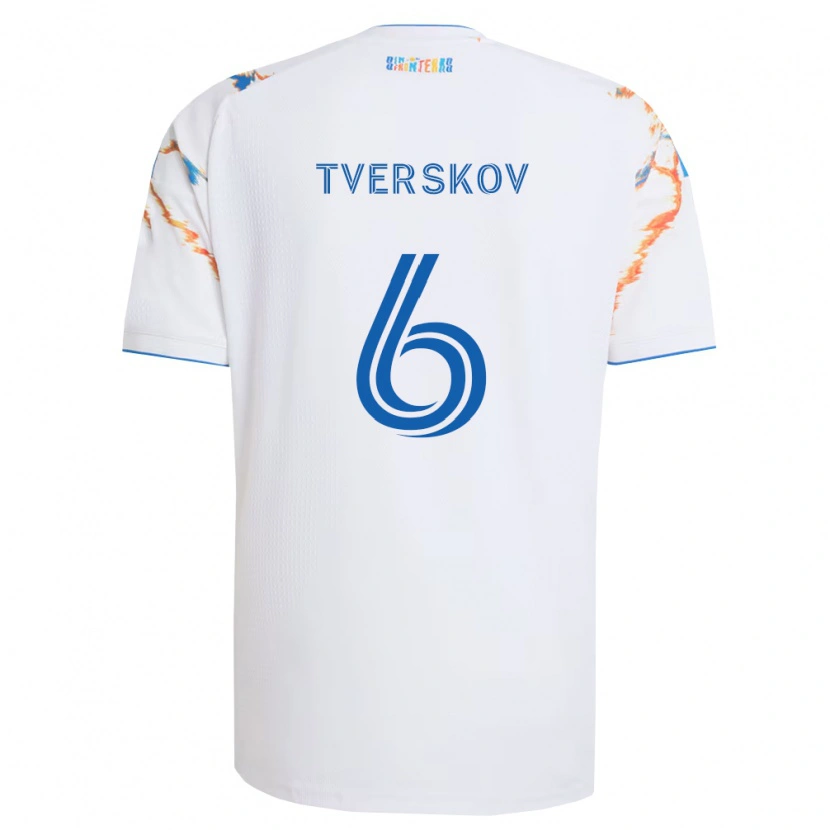 Danxen Män Jeppe Tverskov #6 Vit Orange Blå Bortatröja Matchtröjor 2026/27 Tröjor T-Tröja