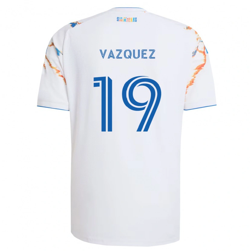 Danxen Män David Vazquez #19 Vit Orange Blå Bortatröja Matchtröjor 2026/27 Tröjor T-Tröja