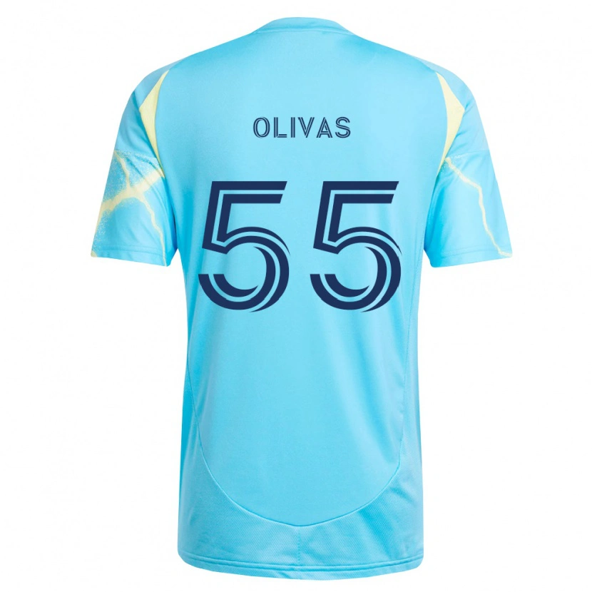 Danxen Män Sal Olivas #55 Ljusblå Svart Ljusgul Bortatröja Matchtröjor 2026/27 Tröjor T-Tröja