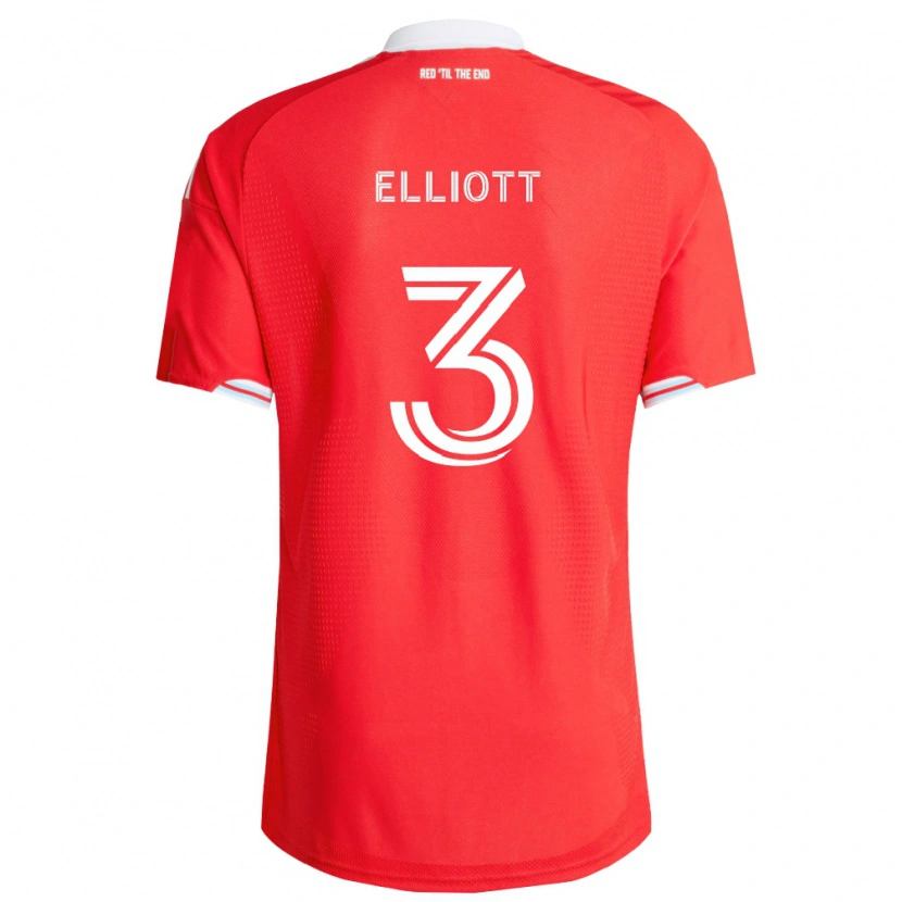 Danxen Kvinnor Jack Elliott #3 Röd Mörkblå Vit Hemmatröja Matchtröjor 2026/27 Tröjor T-Tröja