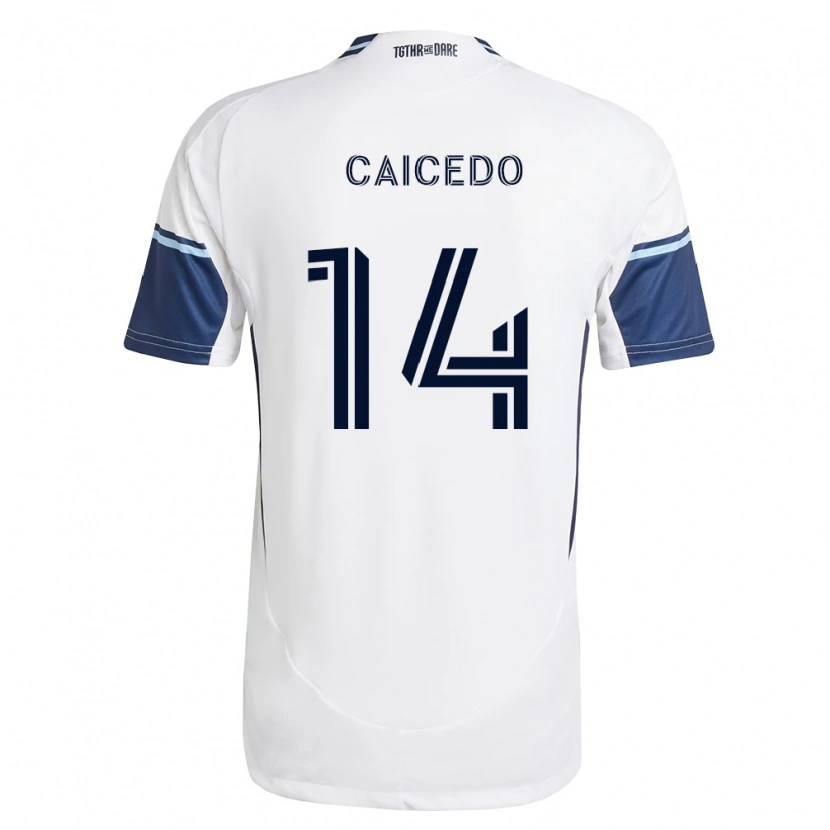 Danxen Kvinnor Bruno Caicedo #14 Vit Kungligt Blå Hemmatröja Matchtröjor 2026/27 Tröjor T-Tröja