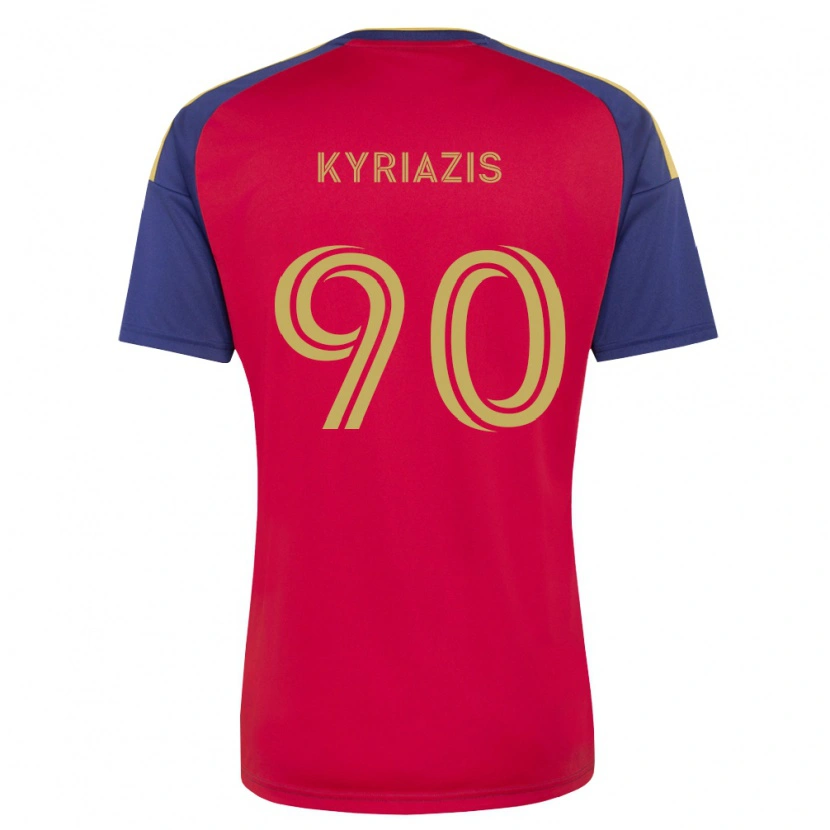 Danxen Kvinnor Konstantinos Kyriazis #90 Kungligt Blå Brun Röd Hemmatröja Matchtröjor 2026/27 Tröjor T-Tröja