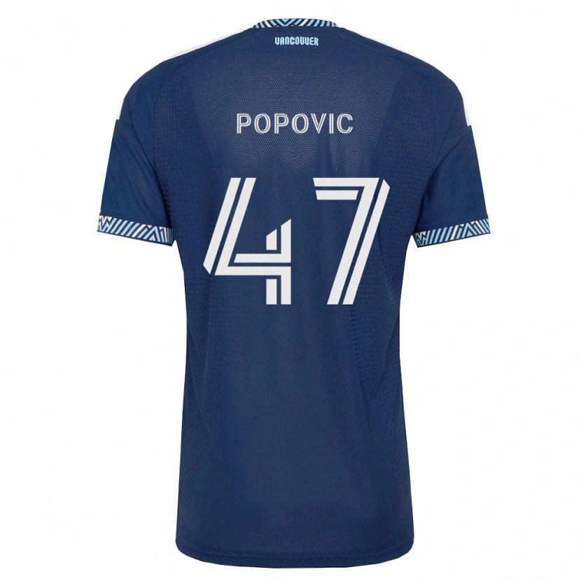 Danxen Kvinnor Marko Popović #47 Mörkblå Vit Bortatröja Matchtröjor 2026/27 Tröjor T-Tröja