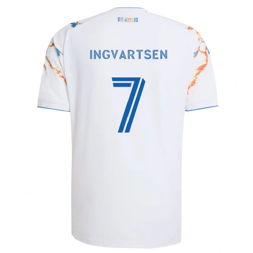 Danxen Kvinnor Marcus Ingvartsen #7 Vit Orange Blå Bortatröja Matchtröjor 2026/27 Tröjor T-Tröja