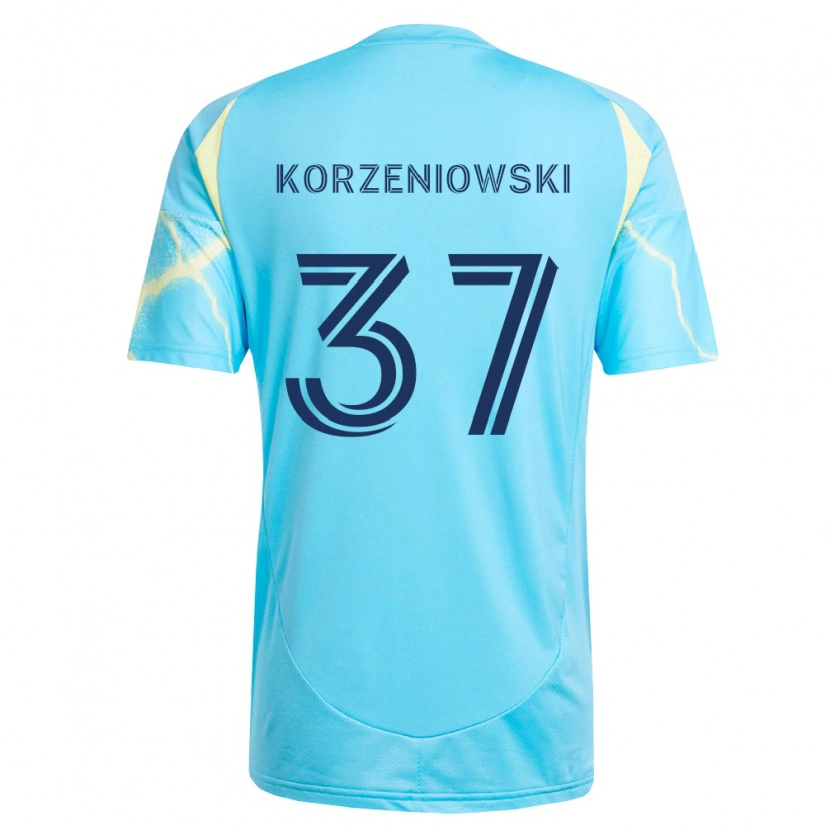 Danxen Kvinnor Stas Korzeniowski #37 Ljusblå Svart Ljusgul Bortatröja Matchtröjor 2026/27 Tröjor T-Tröja