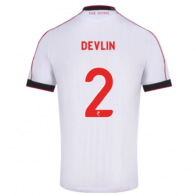 Danxen Kvinnor Nicky Devlin #2 Svart Röd Vit Bortatröja Matchtröjor 2026/27 Tröjor T-Tröja