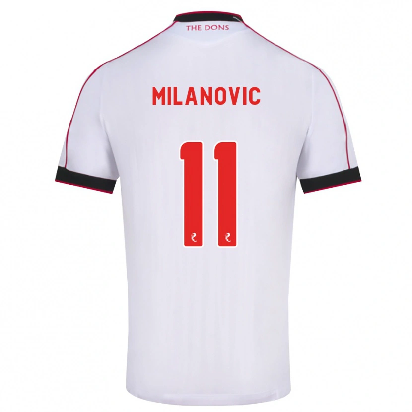 Danxen Kvinnor Nicolas Milanovic #11 Svart Röd Vit Bortatröja Matchtröjor 2026/27 Tröjor T-Tröja