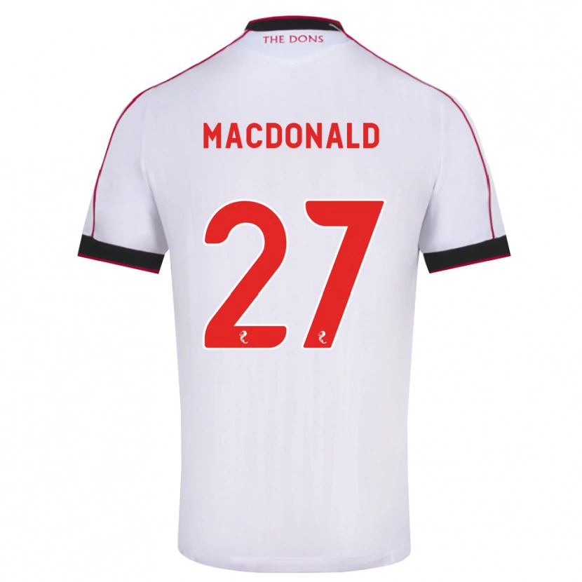 Danxen Kvinnor Angus Macdonald #27 Svart Röd Vit Bortatröja Matchtröjor 2026/27 Tröjor T-Tröja
