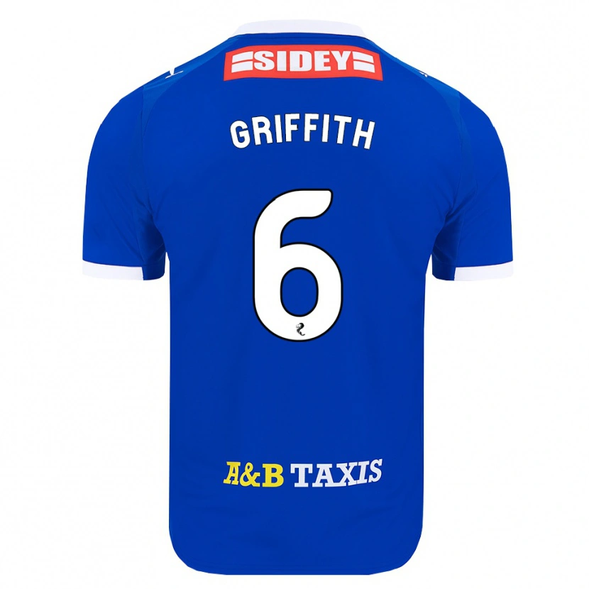 Danxen Barn Víctor Griffith #6 Blå Röd Gul Hemmatröja Matchtröjor 2026/27 Tröjor T-Tröja