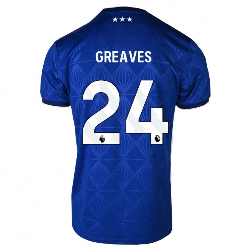Danxen Barn Jacob Greaves #24 Mellanblå Vit Röd Hemmatröja Matchtröjor 2026/27 Tröjor T-Tröja