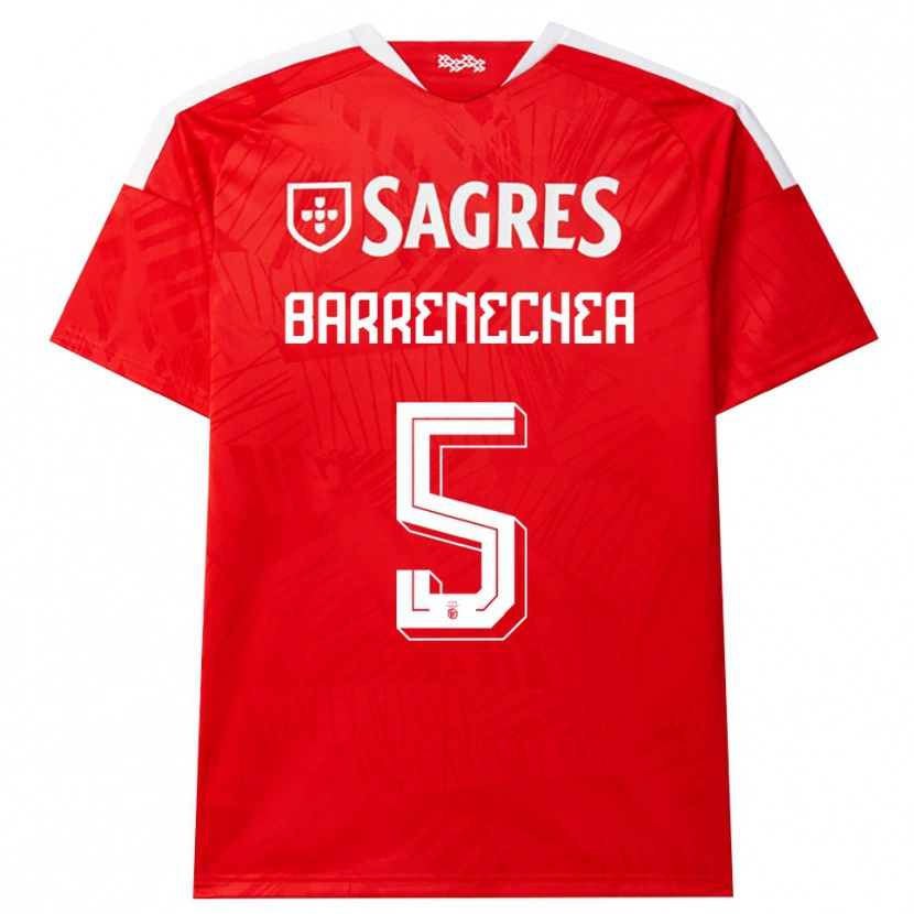 Danxen Barn Enzo Barrenechea #5 Röd Vit Gul Hemmatröja Matchtröjor 2026/27 Tröjor T-Tröja