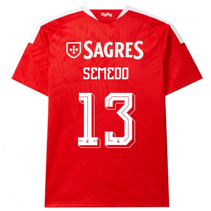 Danxen Barn Benjamim Semedo #13 Röd Vit Gul Hemmatröja Matchtröjor 2026/27 Tröjor T-Tröja