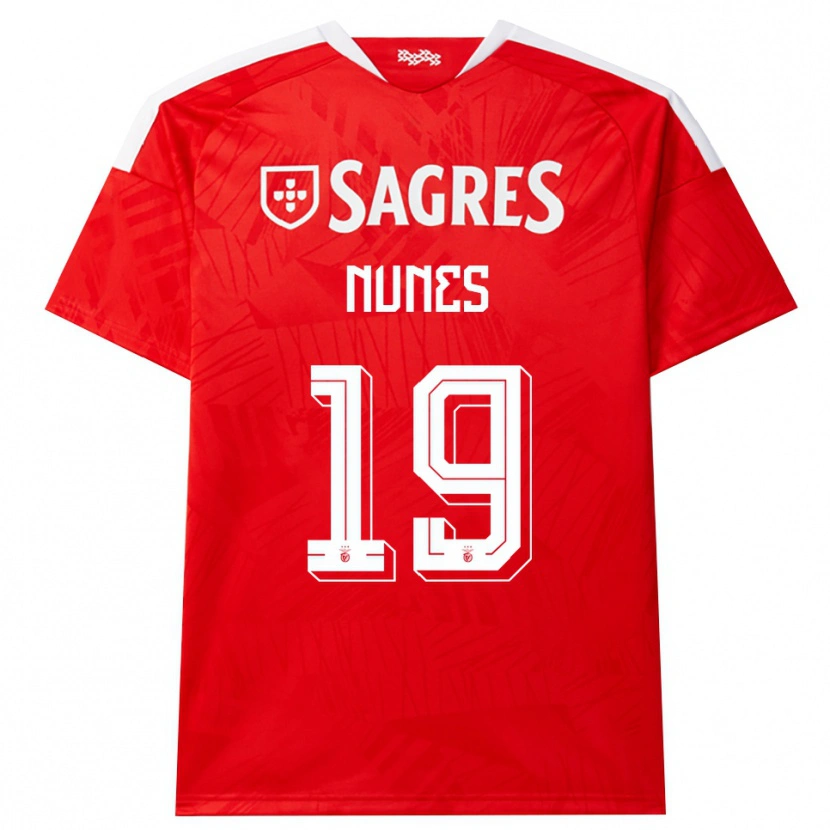 Danxen Barn Bernardo Nunes #19 Röd Vit Gul Hemmatröja Matchtröjor 2026/27 Tröjor T-Tröja