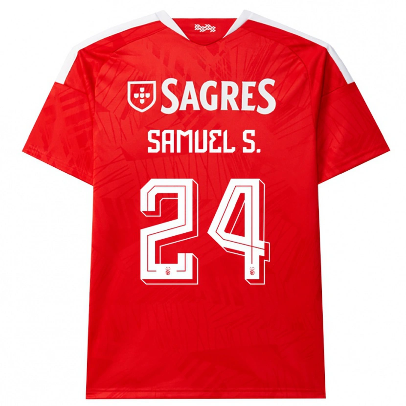 Danxen Barn Samuel Soares #24 Röd Vit Gul Hemmatröja Matchtröjor 2026/27 Tröjor T-Tröja