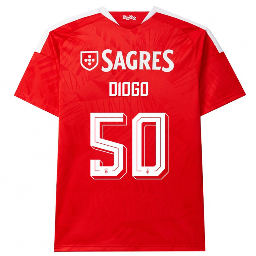 Danxen Barn Diogo Ferreira #50 Röd Vit Gul Hemmatröja Matchtröjor 2026/27 Tröjor T-Tröja