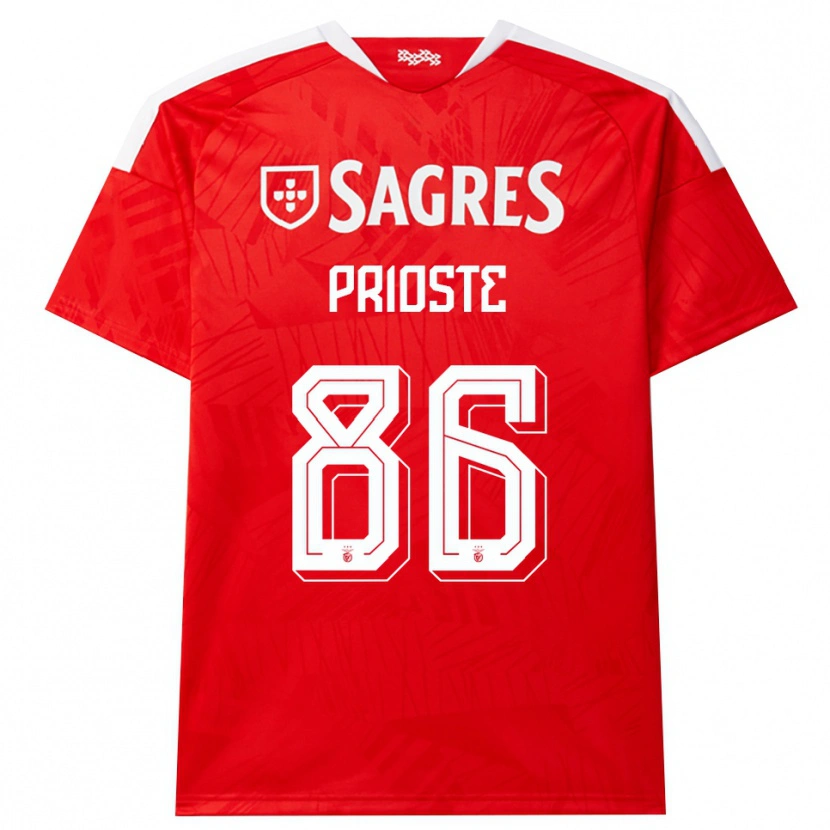 Danxen Barn Diogo Prioste #86 Röd Vit Gul Hemmatröja Matchtröjor 2026/27 Tröjor T-Tröja