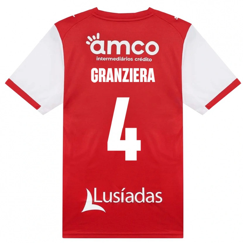 Danxen Barn Emanuele Granziera #4 Vit Röd Svart Hemmatröja Matchtröjor 2026/27 Tröjor T-Tröja