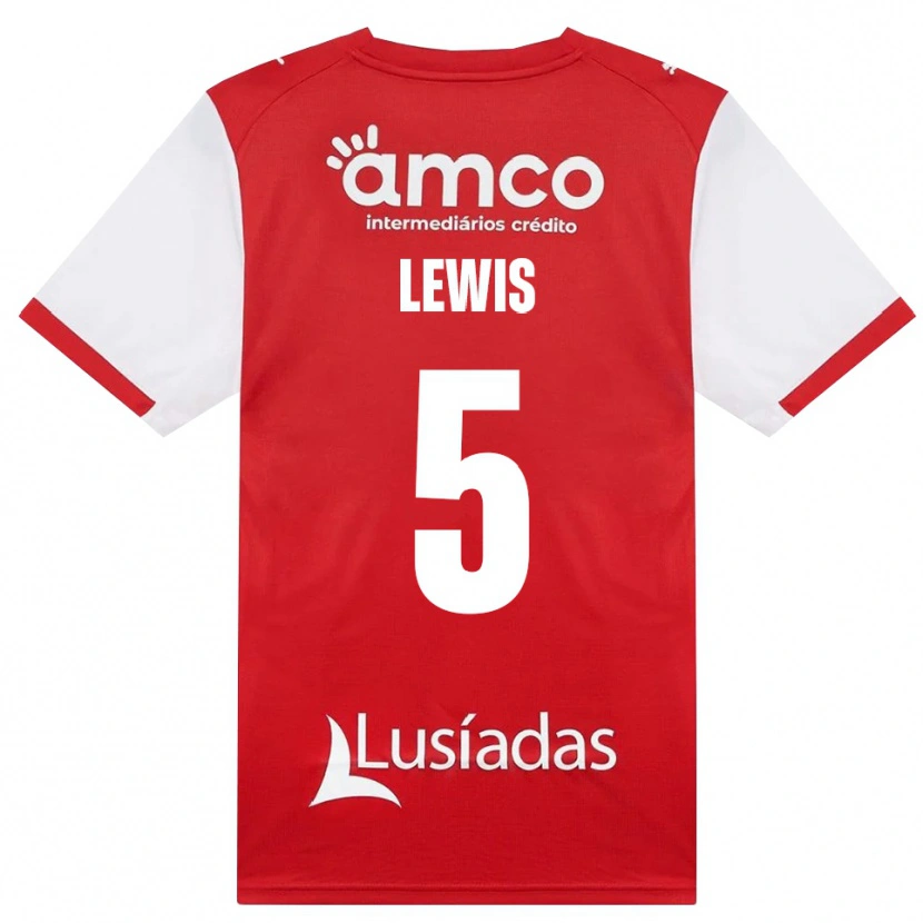 Danxen Barn Leah Lewis #5 Vit Röd Svart Hemmatröja Matchtröjor 2026/27 Tröjor T-Tröja