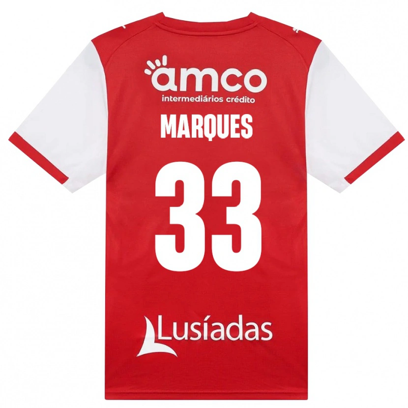 Danxen Barn João Marques #33 Vit Röd Svart Hemmatröja Matchtröjor 2026/27 Tröjor T-Tröja