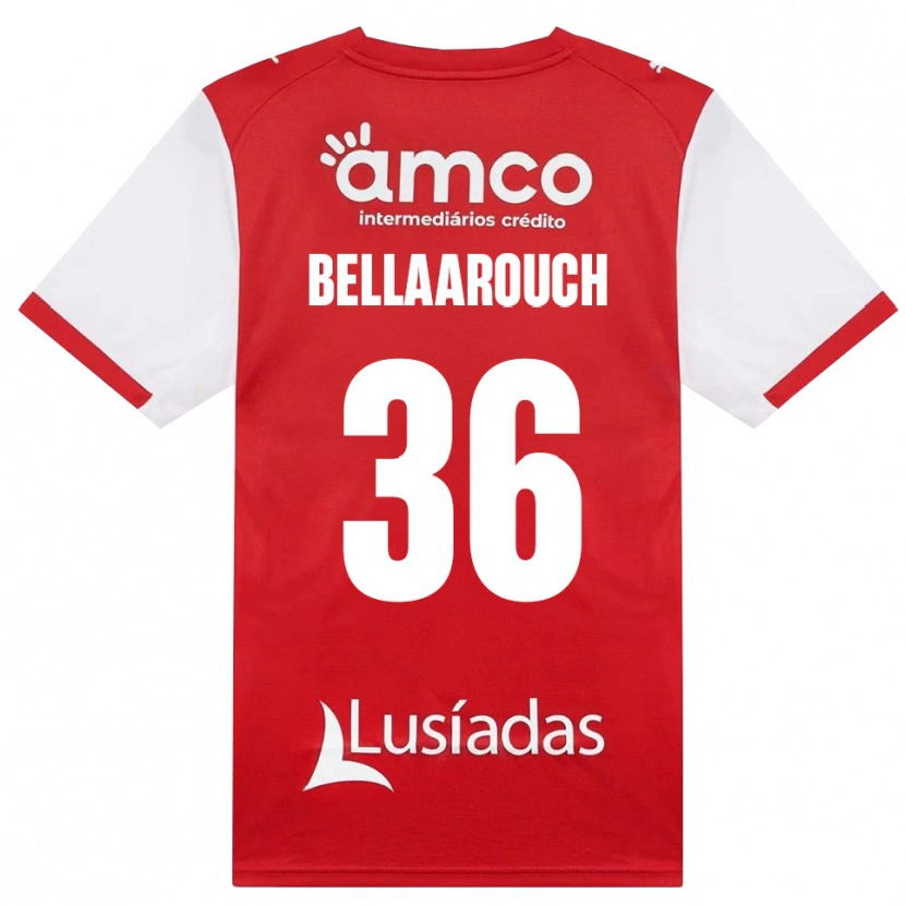 Danxen Barn Alaa Bellaarouch #36 Vit Röd Svart Hemmatröja Matchtröjor 2026/27 Tröjor T-Tröja