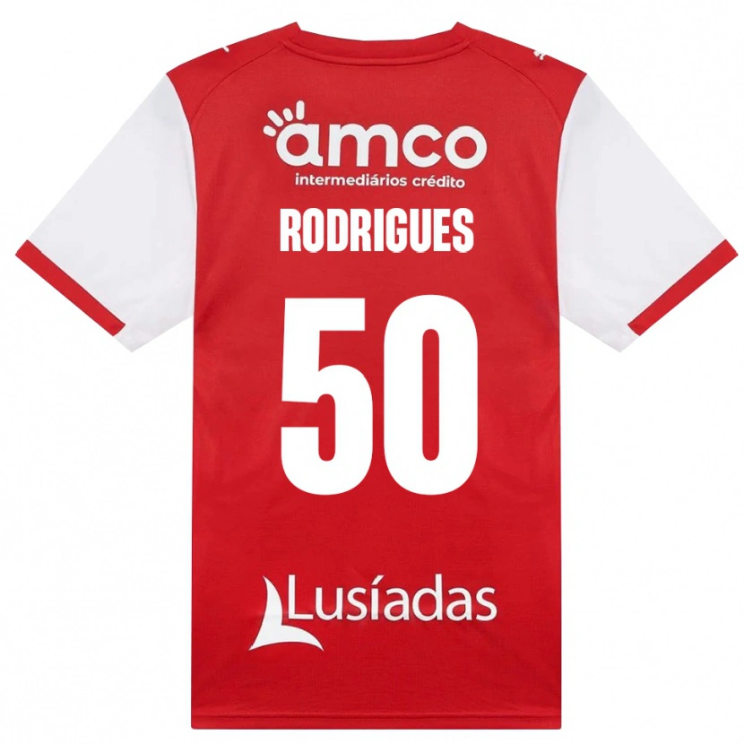 Danxen Barn Diego Rodrigues #50 Vit Röd Svart Hemmatröja Matchtröjor 2026/27 Tröjor T-Tröja