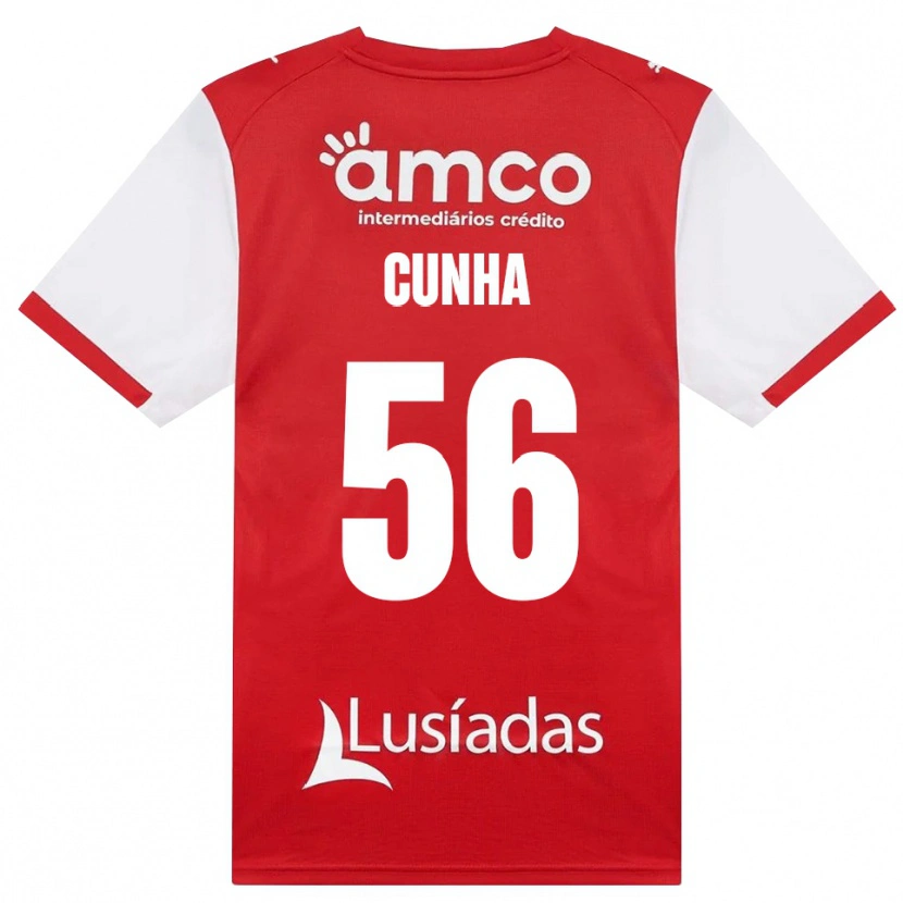 Danxen Barn Romário Cunha #56 Vit Röd Svart Hemmatröja Matchtröjor 2026/27 Tröjor T-Tröja