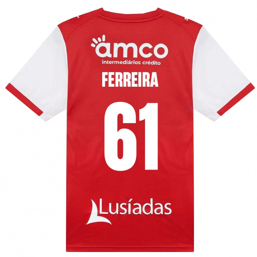 Danxen Barn Tiago Ferreira #61 Vit Röd Svart Hemmatröja Matchtröjor 2026/27 Tröjor T-Tröja