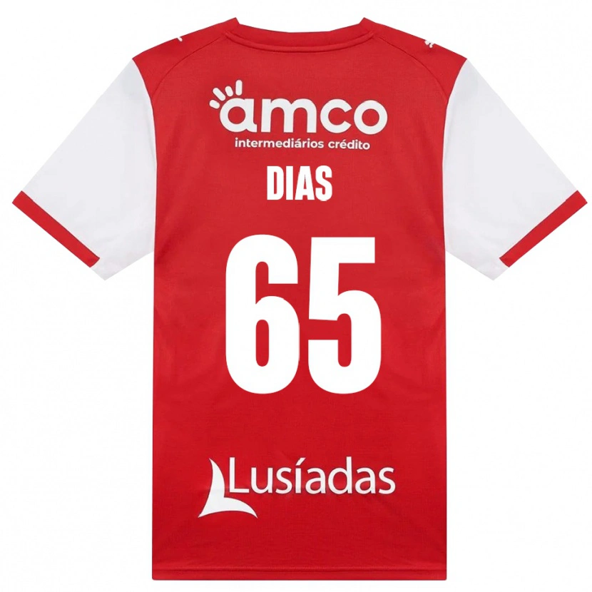 Danxen Barn Leandro Dias #65 Vit Röd Svart Hemmatröja Matchtröjor 2026/27 Tröjor T-Tröja