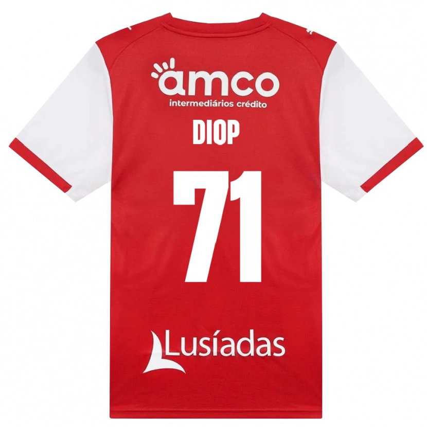 Danxen Barn Mamadou Diop #71 Vit Röd Svart Hemmatröja Matchtröjor 2026/27 Tröjor T-Tröja
