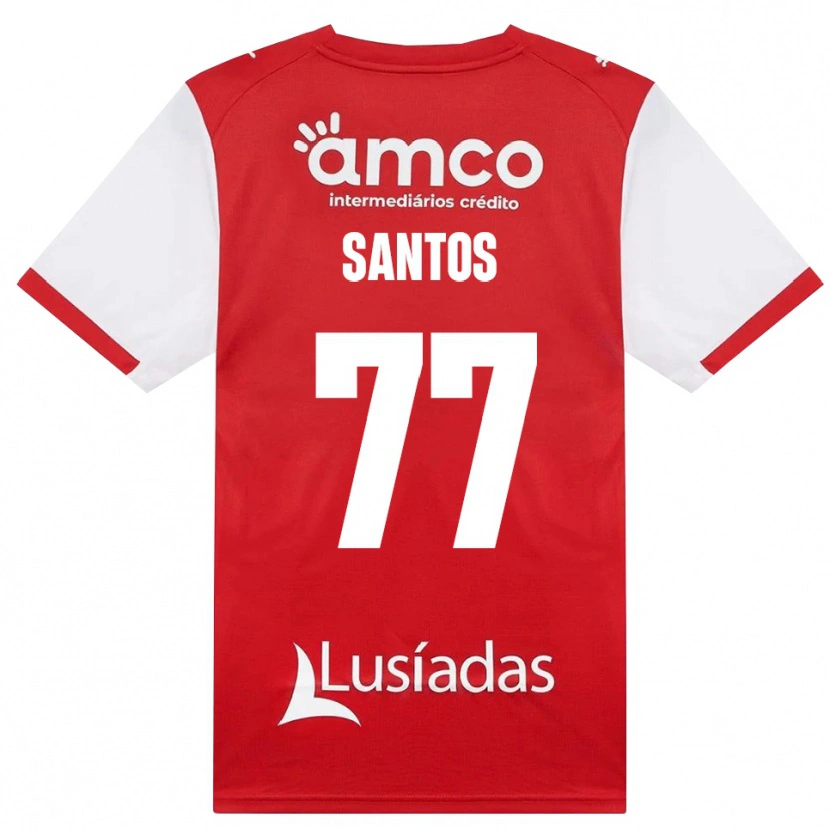 Danxen Barn Edu Santos #77 Vit Röd Svart Hemmatröja Matchtröjor 2026/27 Tröjor T-Tröja