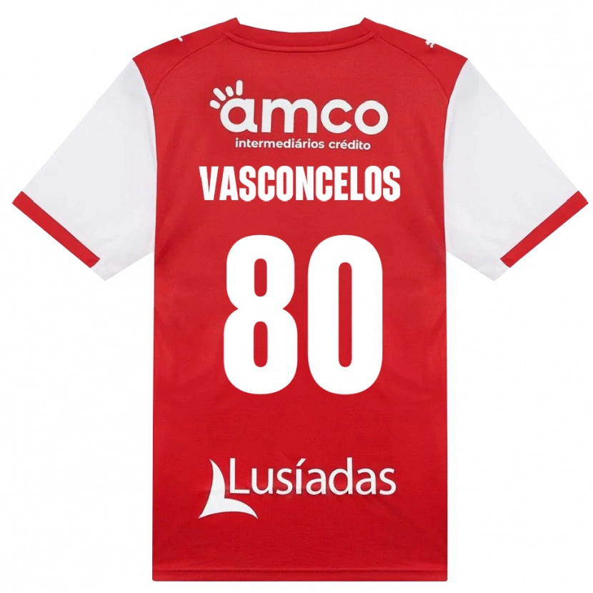 Danxen Barn Vasconcelos #80 Vit Röd Svart Hemmatröja Matchtröjor 2026/27 Tröjor T-Tröja