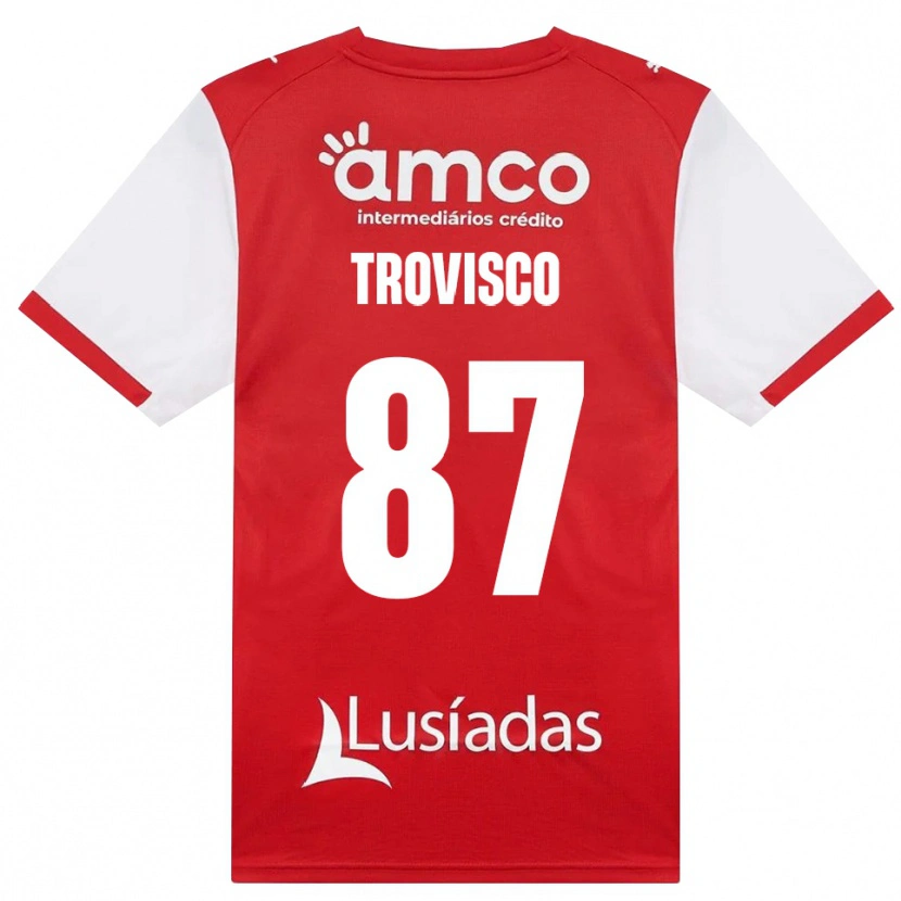 Danxen Barn João Trovisco #87 Vit Röd Svart Hemmatröja Matchtröjor 2026/27 Tröjor T-Tröja