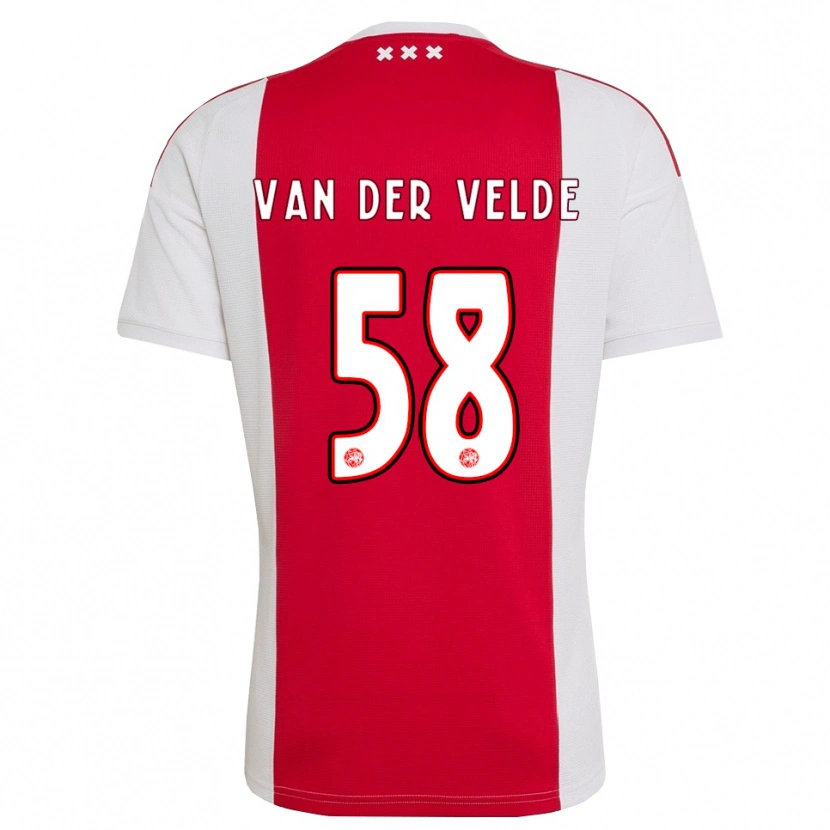 Danxen Barn Valentijn Van Der Velde #58 Röd Vit Gul Hemmatröja Matchtröjor 2026/27 Tröjor T-Tröja