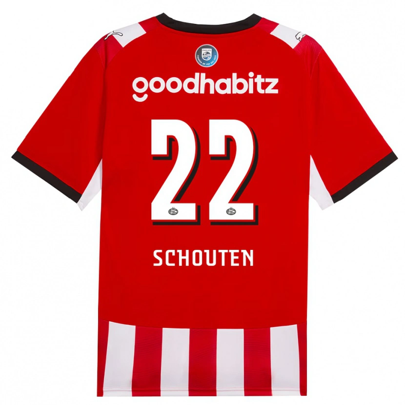 Danxen Barn Jerdy Schouten #22 Röd Vit Svart Hemmatröja Matchtröjor 2026/27 Tröjor T-Tröja
