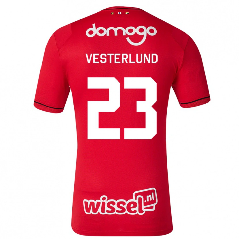 Danxen Barn Niklas Vesterlund #23 Röd Vit Svart Hemmatröja Matchtröjor 2026/27 Tröjor T-Tröja