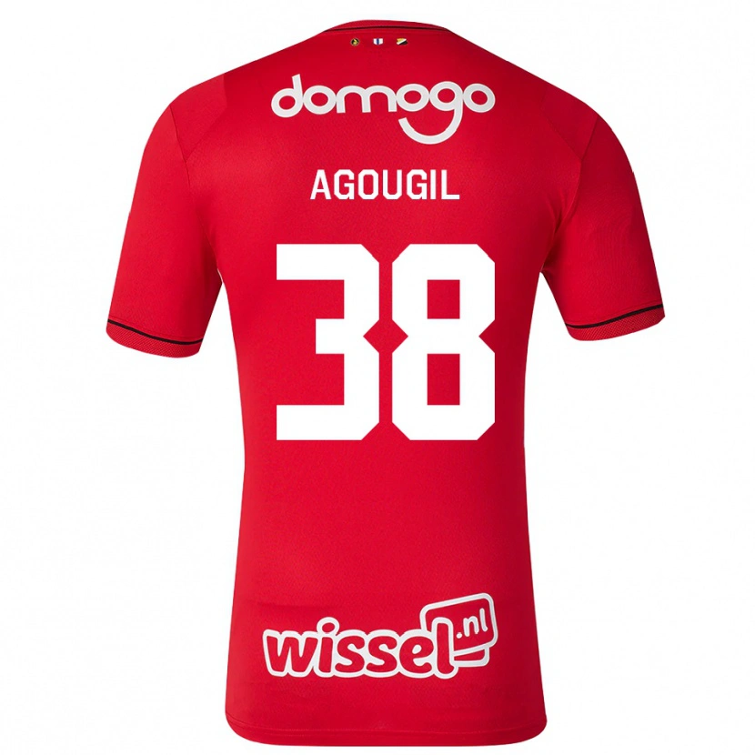 Danxen Barn Oualid Agougil #38 Röd Vit Svart Hemmatröja Matchtröjor 2026/27 Tröjor T-Tröja